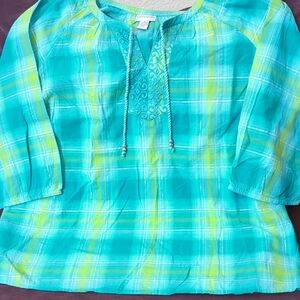 Catherines Blue and Green Plaid Top